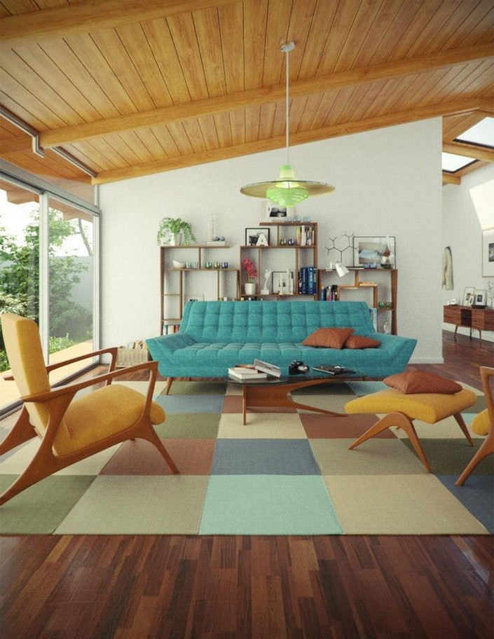 Colorful living room furniture match with modern chairs
