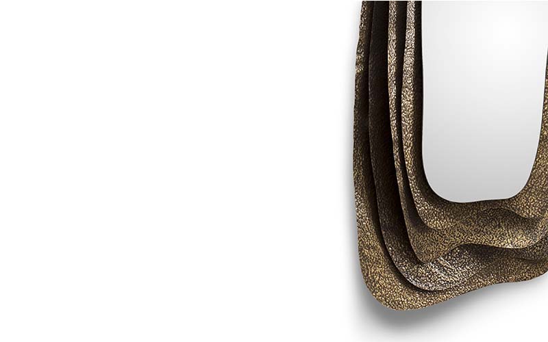 KUMI | Hammered Aged Brass Mirror Contemporary Design by BRABBU