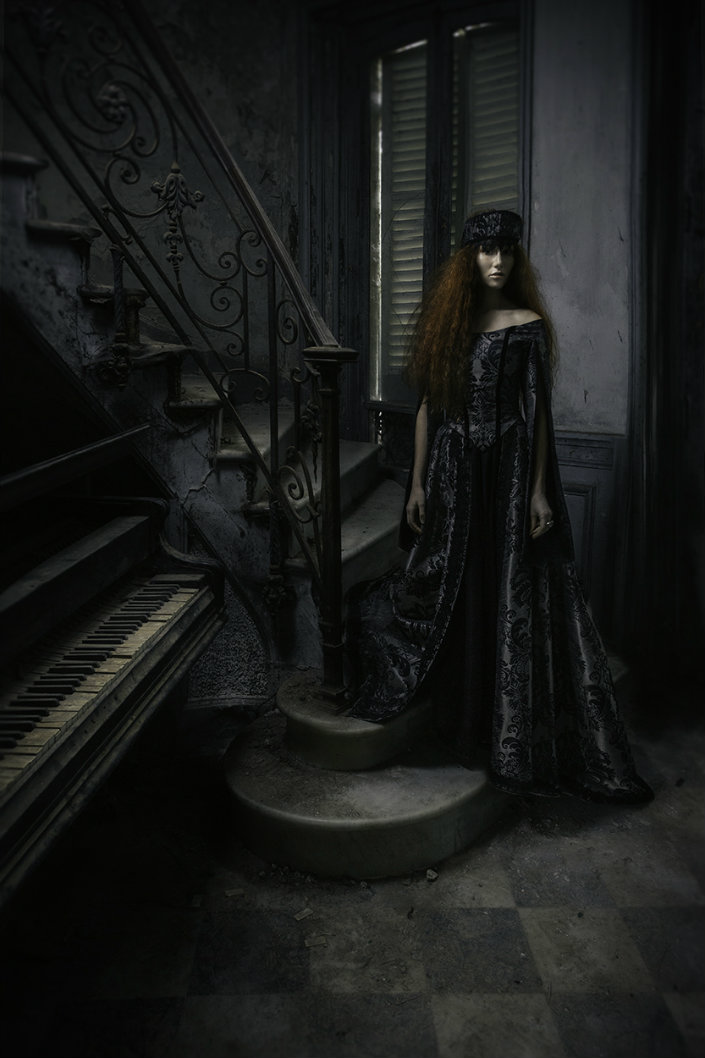 "Eva van Oosten’s lights and shadows-Photography-Aurelie-Rose-hair-makeup-Miss-Sanni-Mais-makeup-designer-Skeletons-in-the-Closet-Clothing-and-Corsetry"