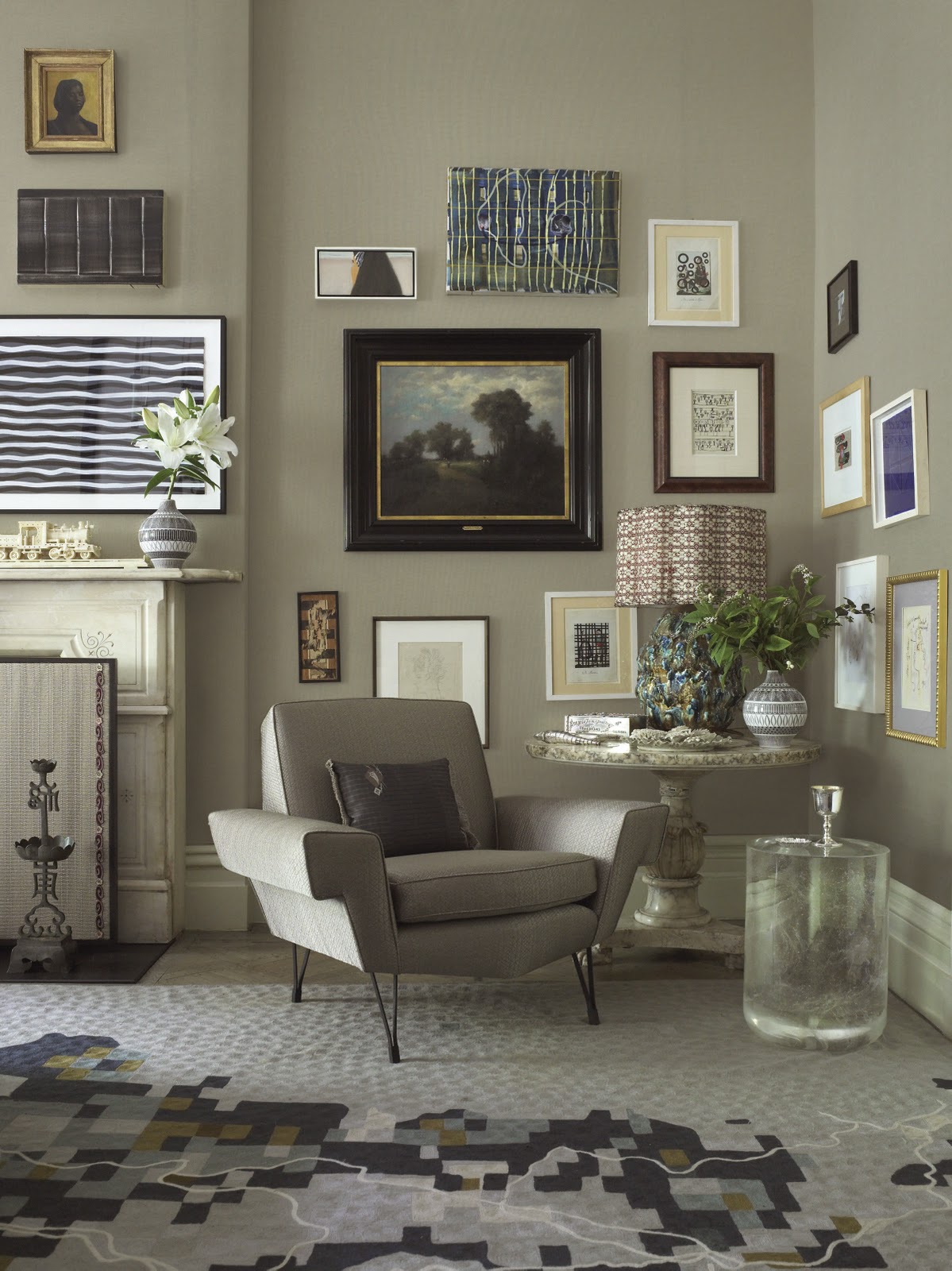 Muriel Brandolini moment in her beautiful living room fabrics design