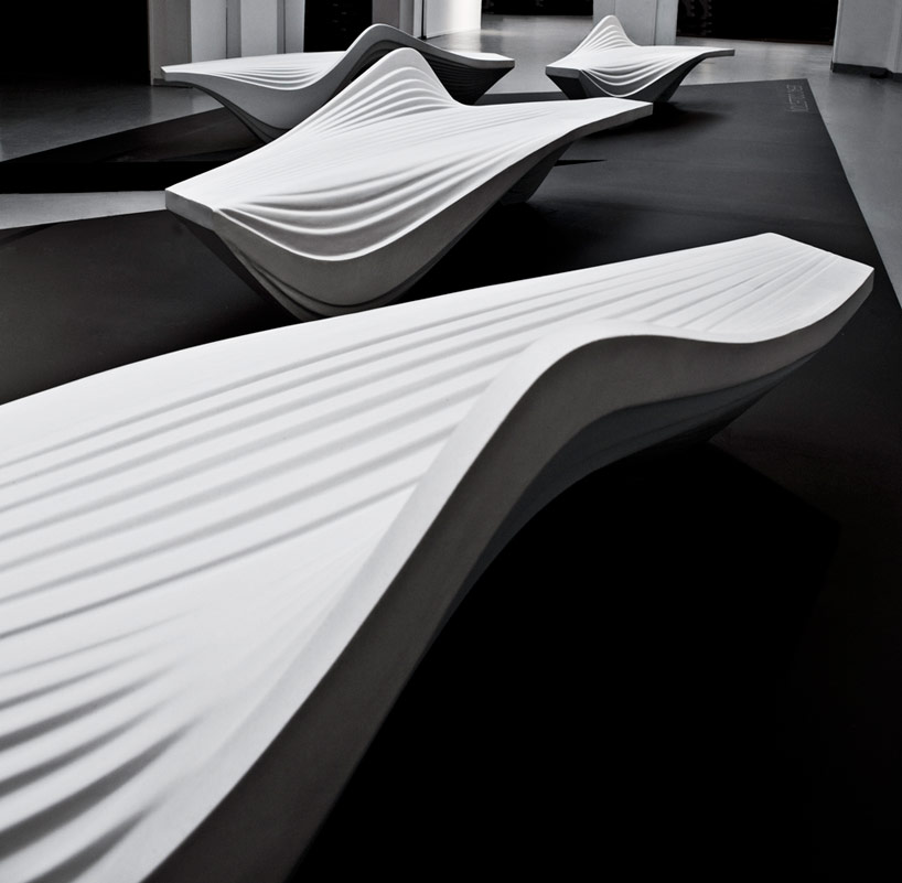 "The Serac Bench designed by Zaha Hadid for Lab23, launched at Fuorisalone 2013"