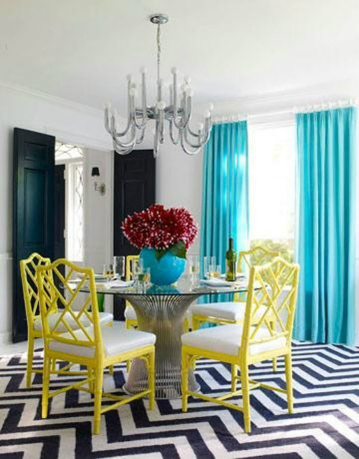 Bright Colors Dining Room, Jonathan Adler Dining Room Chairs