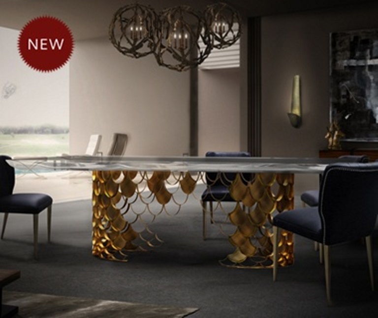 A large dinning table , KOI 2 , gold gilt table , BRABBU ,Casegood