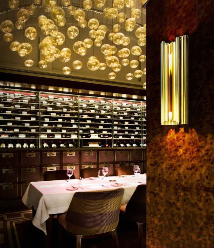 "100 Design countdown TOP handmade design furniture exhibitors-delightfull_Parker-Hotel-Lobby-Brass-Tubes-Fixture-Wall-Lamp"