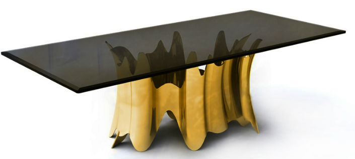 6 ELEGANT DINING ROOM TABLES IN BRASS KOKET