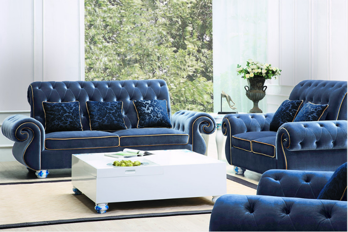 Add high luxury to your modern living room with velvet sofa