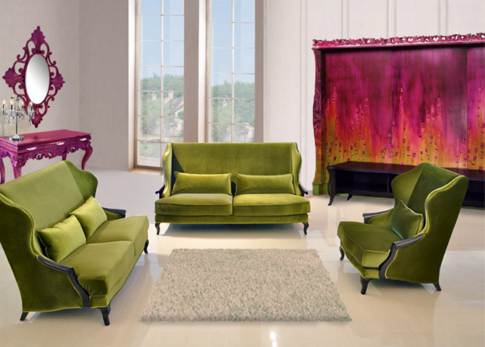Add high luxury to your modern living room with velvet sofa