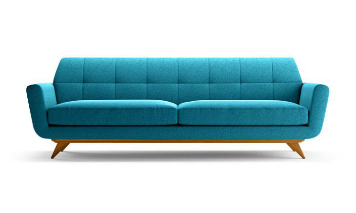 Living Room Hughes Mid Century Sofa, Turquoise Leather Sofa Set
