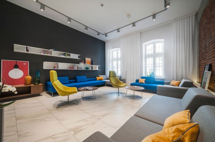 Colorful living room furniture match with modern chairs