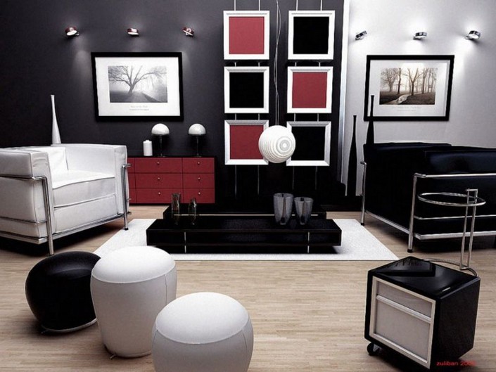 Colorful living room furniture match with modern chairs