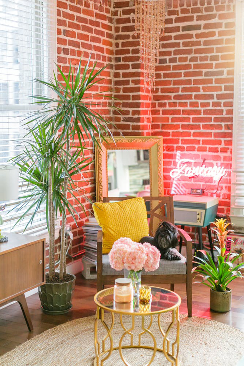 The tropical interior design of a Colourful Apartment in LA