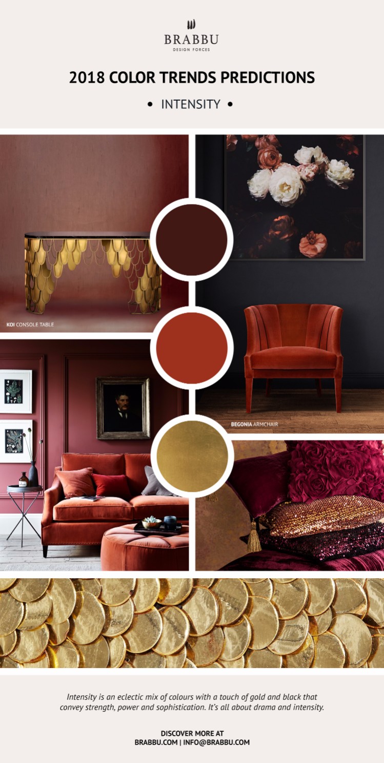 2018 Color Predictions: the design trend guide you must-see. 2018 Color Trends. Interior Design Trends. Modern Interior Design. #2018colortrends #moderninteriordesign #homedecor. Meet BRABBU's Colorful world of inspirations: goo.gl/ZdXND6
