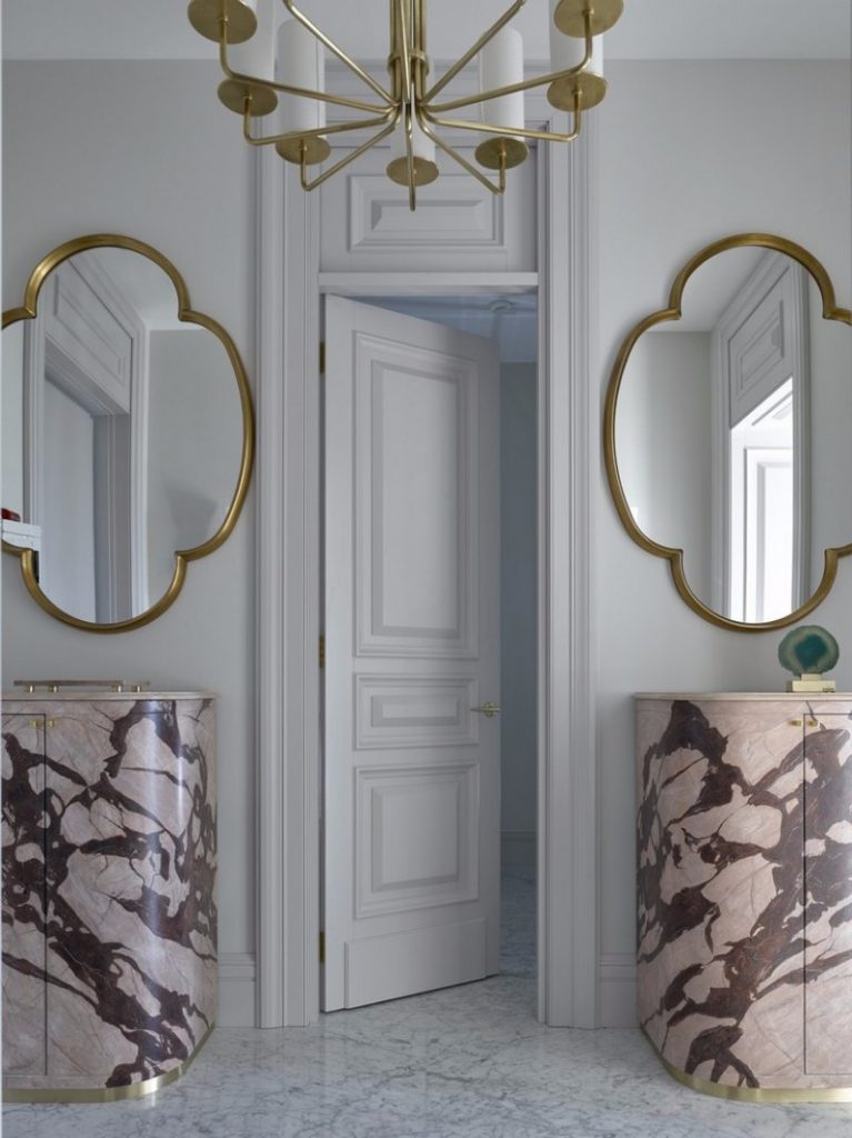 Image showcasing The bathroom has a funny and glamorous decor with gorgeous pink ...