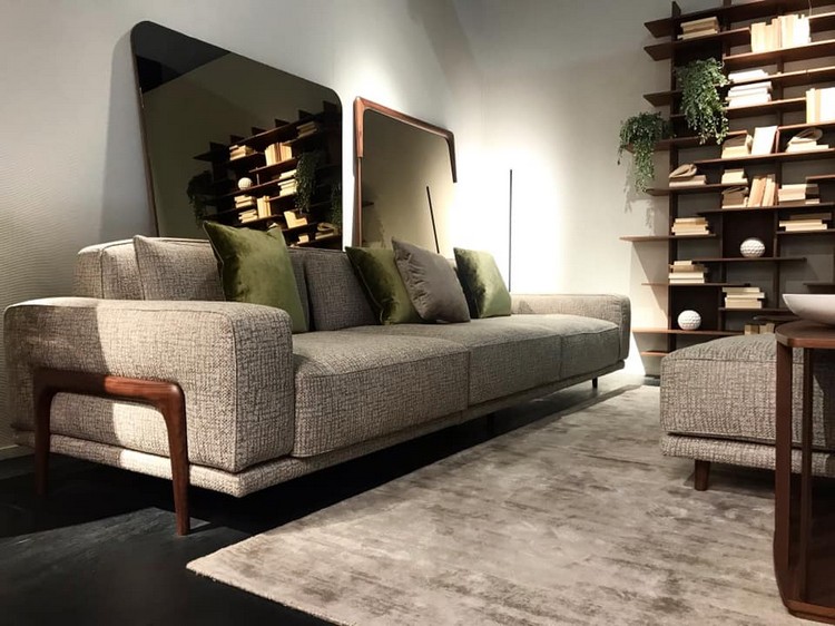 Pacini &amp; Cappellini at iSaloni 2019 with a beautiful living room design in green tones. home inspiration ideas