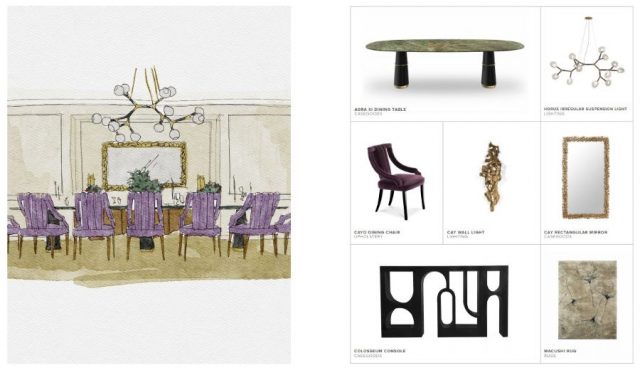A dining set that seats twelve is composed of an AGRA Dining Table and ...