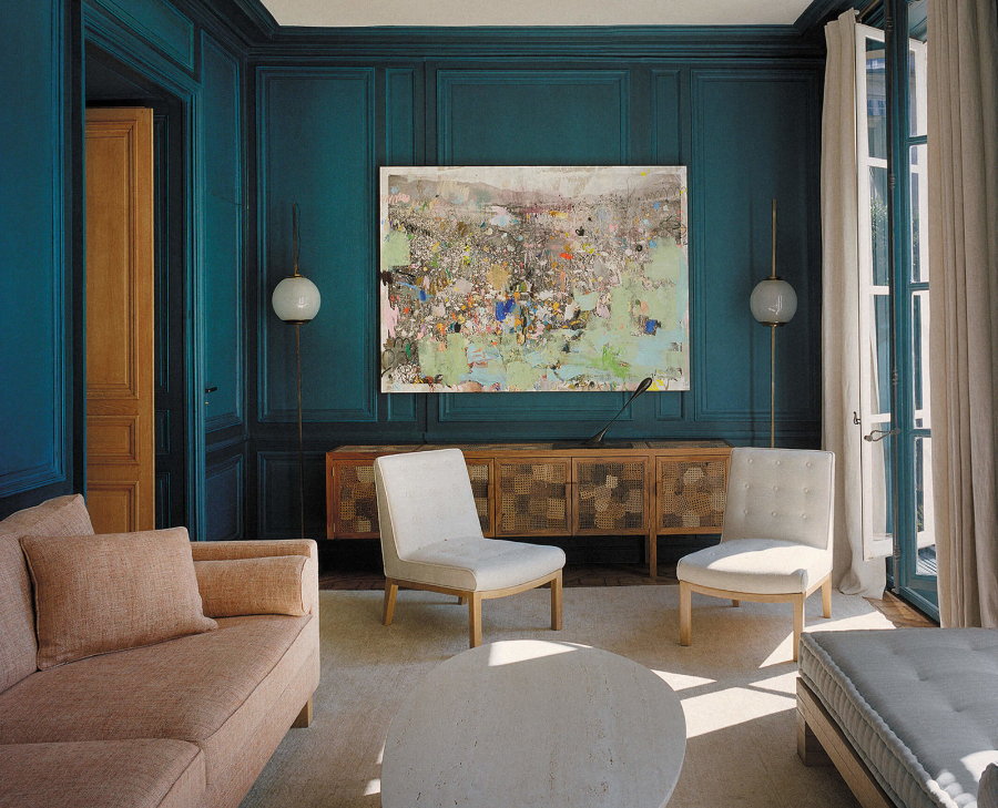 Pierre Yovanovitch living room in saint-germain des prés
