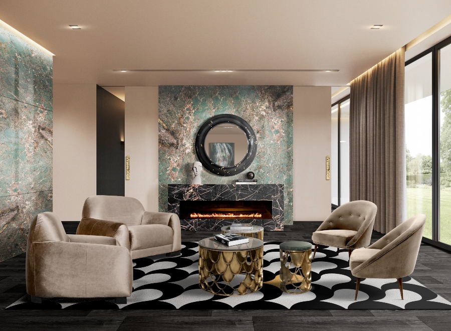 Modern Sofa Design Discover the Asymmetrical BORNEO Collection modern living room with brown velvet single sofa