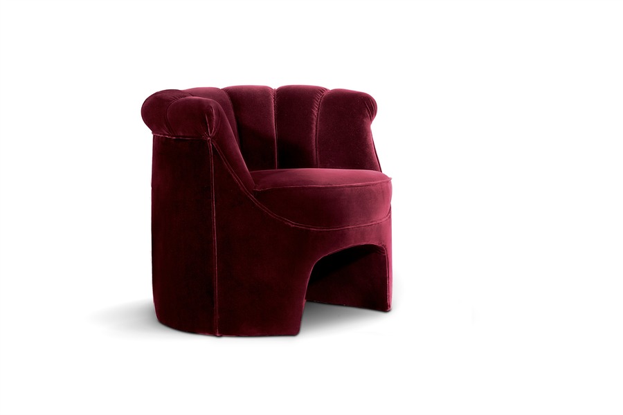 velvet channel-tufted armchair