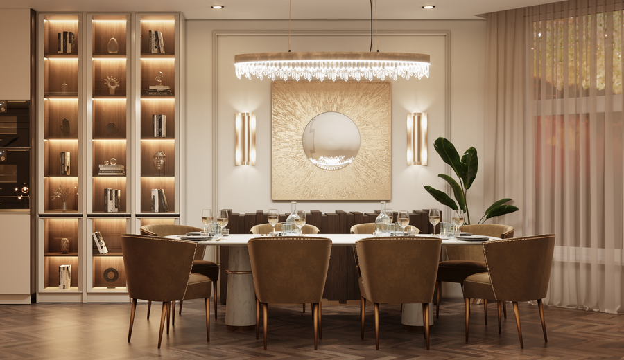 modern dining room design with beige details