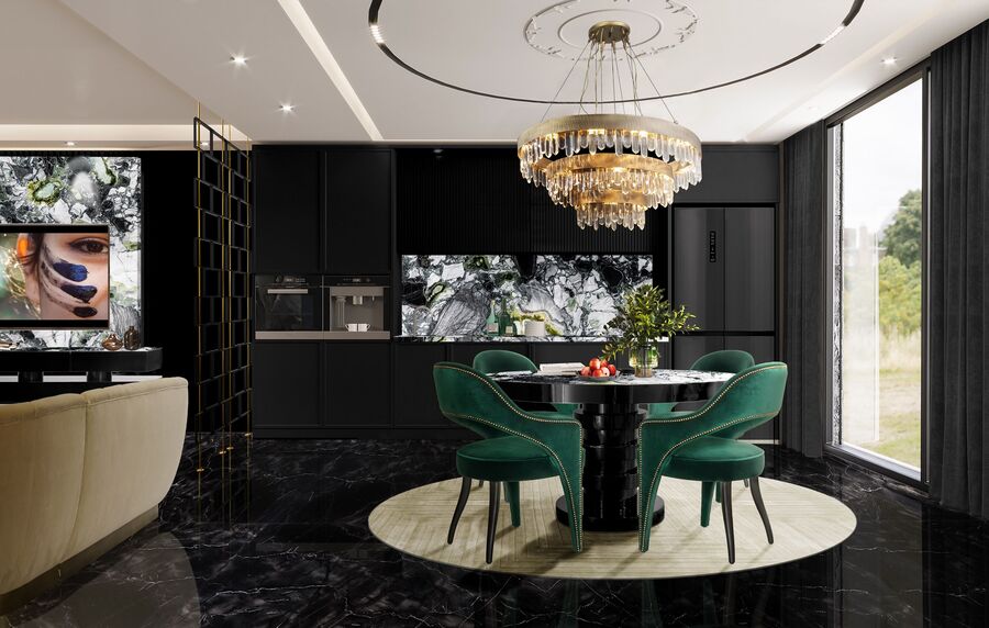 luxurious dining room design with new suspension lights