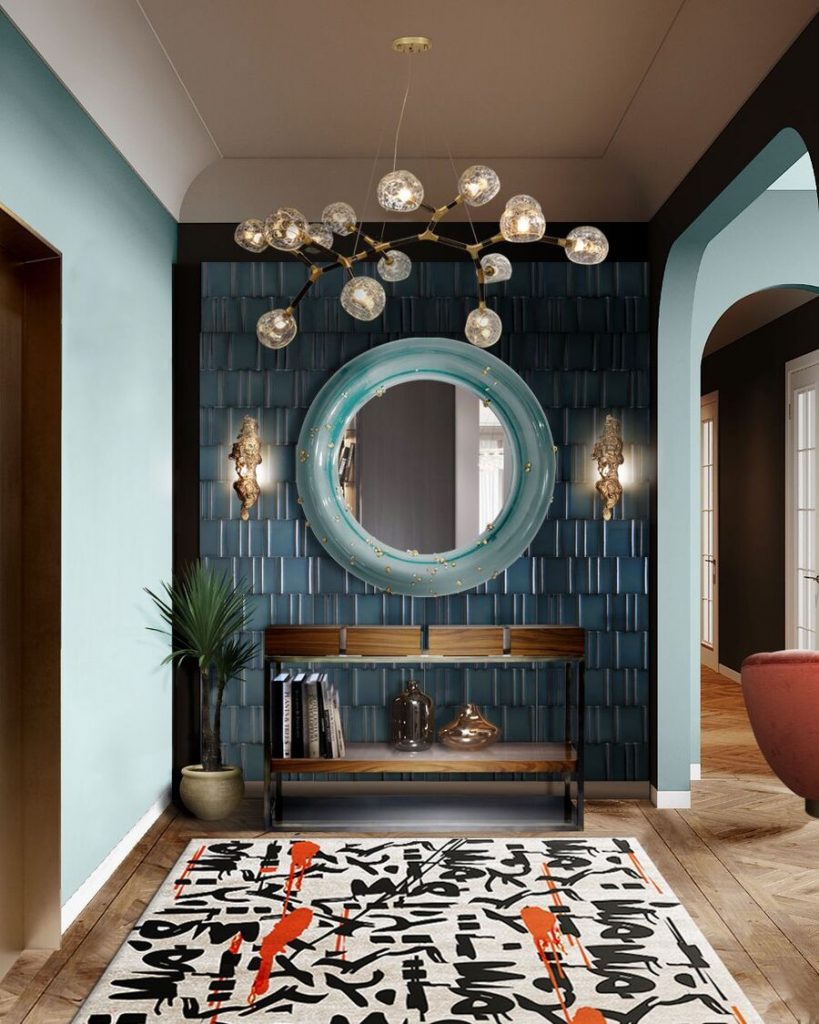 Contemporary Hallway Designs in blue tones