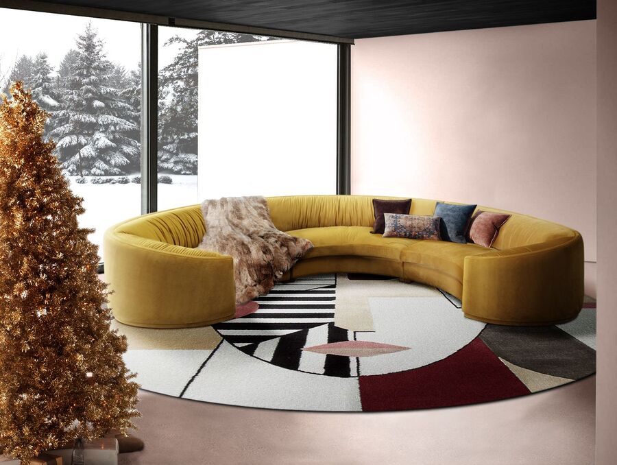 decor your home for the holidays with these high-end products modern living room with three round sofa
