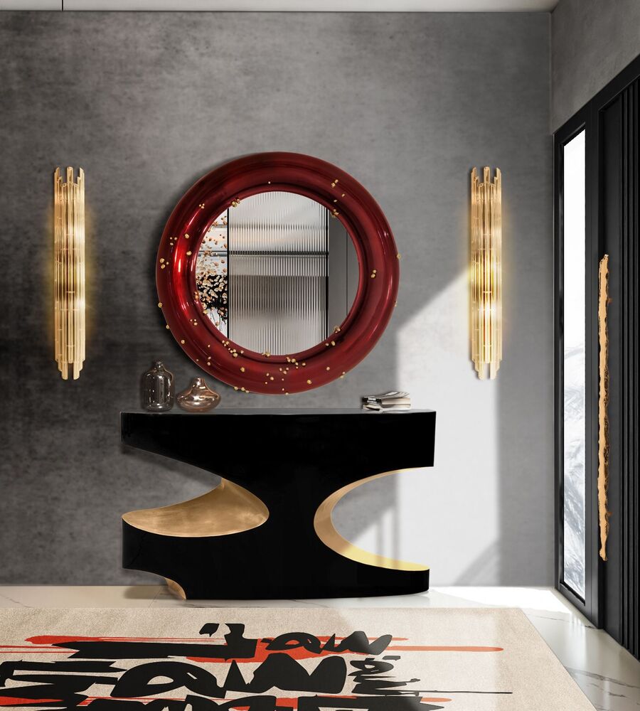 modern console tables black and golden console