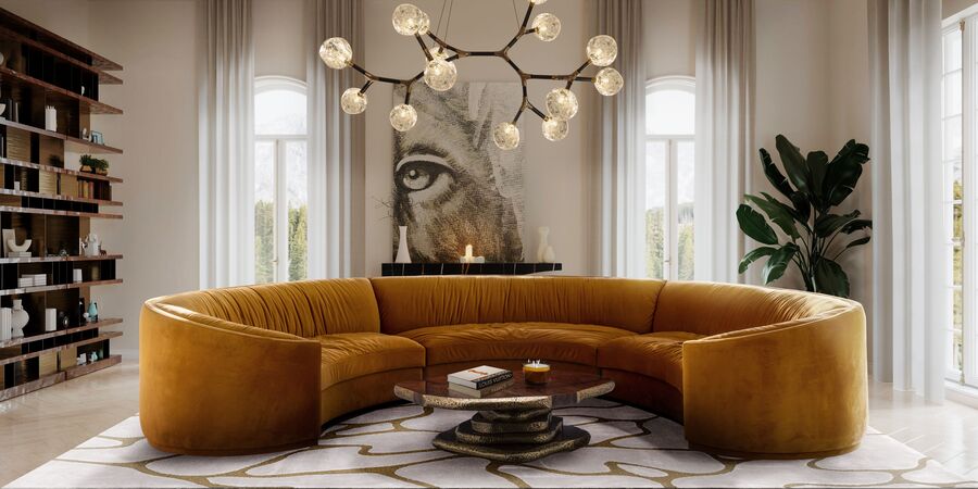 moern living room with unique lighting