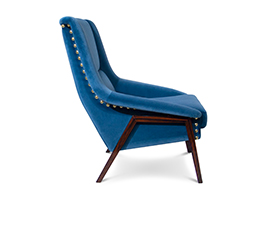INCA Armchair Mid Century Modern Design by BRABBU recalls the Inca Empire in the shape of a velvet armchair.