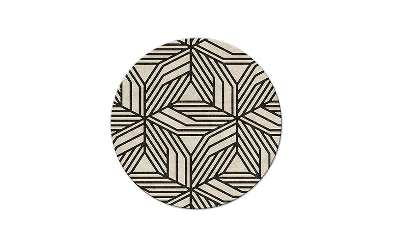 CAUCA Round | Black and White Round Wool Rug by BRABBU