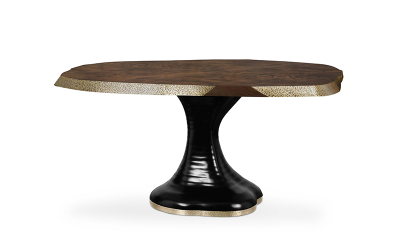 PLATEAU II | Walnut Root Veneer Dining Table Contemporary Design by BRABBU