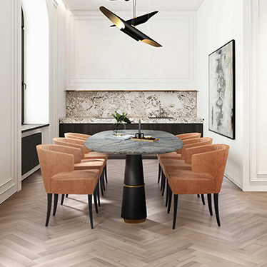 Modern Dining Room with Agra III Dining Table