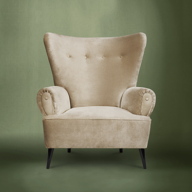 Bishop and Clerk is a mountain peak in Australia. Its magnificent view and imposing tall inspired CLERK armchair, an exquisite upholstery piece in cotton velvet.